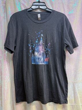 Bella Canvas Disneyworld Dark Gray Short Sleeve Tee with Castle Graphic Womens M